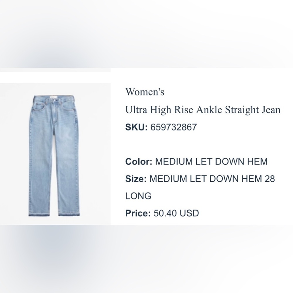 Abercrombie Women's Ultra High Rise Ankle Jeans